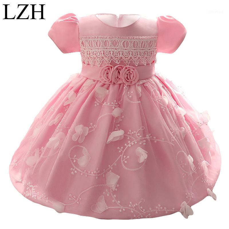 

Wholesale- LZH Baby Girls Dress 2017 Kids Girl Princess 1 Year Birthday Party Tutu Dress For Baby Costume Infant Christening Dress 0-2 Year1, Pink