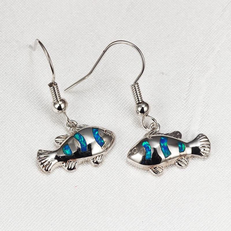 

Blue Opal Earrings Wholesale High Quality New Fashion Earrings for Women Party Accessories Summer Beach Jewelry ER36