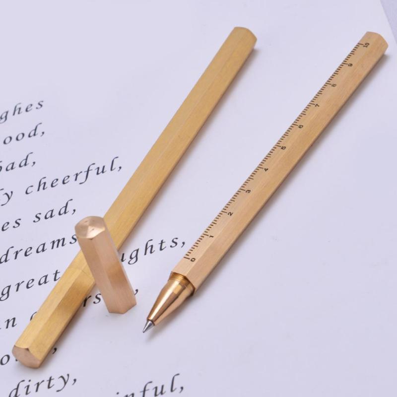

Handcraft Hexagonal Brass Marker Signature Pen Scale Office Home Stationery