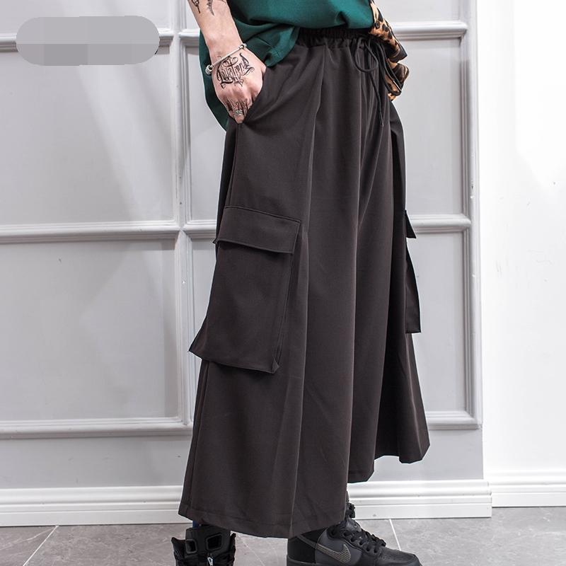

Men's pants spring/summer casual baggy pants cargo men's flared culottes black Yamamoto style