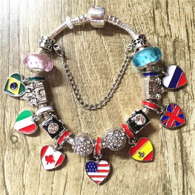 

New Style Exquisite Flag Pendants Bracelets Murano Glass Beads Castle Camera Charms Bracelets Women's Jewelry DIY Precious Gifts1