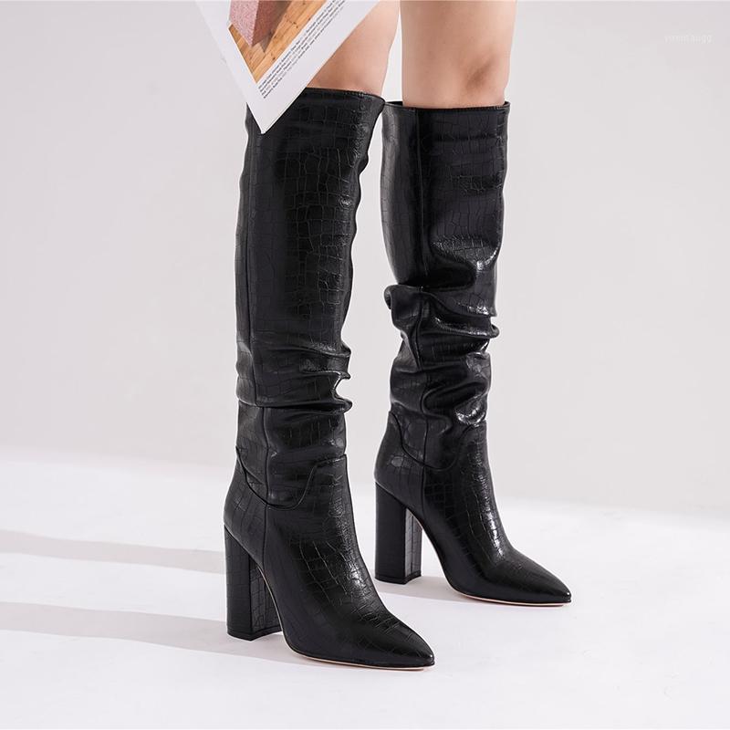

Plus size 34-43 New brand women boots thick high heels autumn winter boots cowboy western knee high women shoes1, Beige