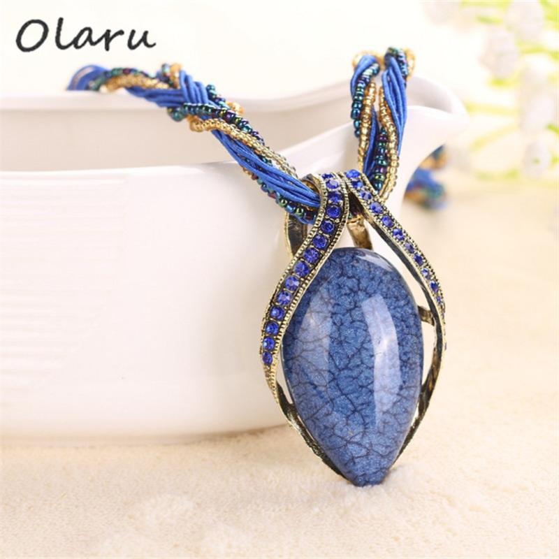 

Chokers Olaru Bohemia Beads Drop Crystal Choker Neckalce Vintage Fashion Jewelry Statement Necklaces & Pendants Accessories