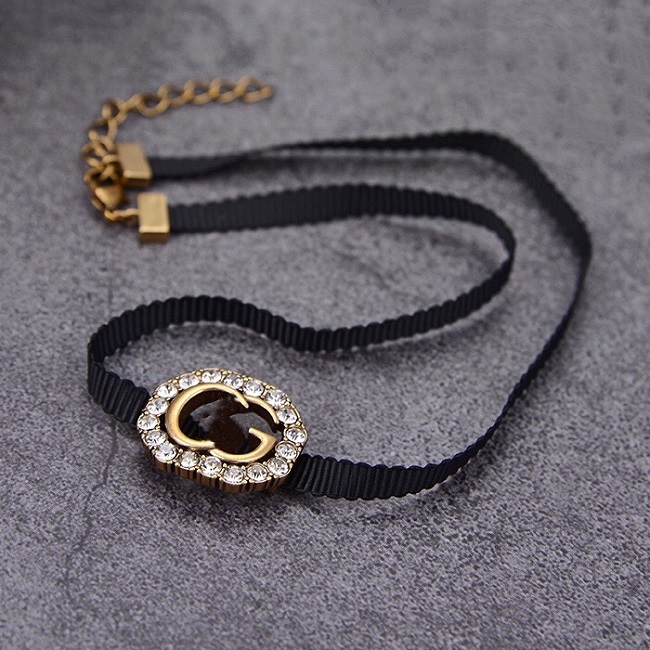 

Luxury Designer Jewelry Women Necklace diamond pendant Rope Choker with letter stamp Brass retro earrings and chains fashion jewelry