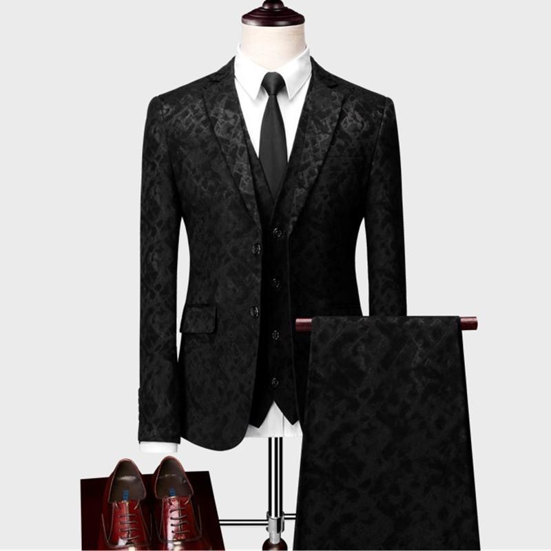 

Men's suit new hot men's fashion Slim business suit three-piece (jacket + pants + vest) wedding banquet dress, Same as the picture1