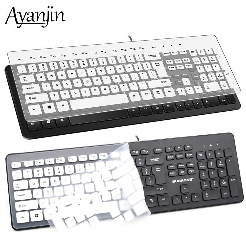 

Slim Wired Keyboard Plus Protective Film Dustproof Quiet Keyboard Office USB Ergonomics Waterproof Keyboards For Laptop Computer