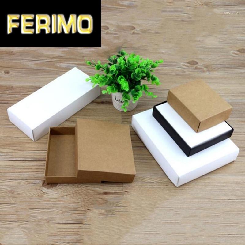 

20pcs/lot Kraft black white gift packaging box kraft blank carton paper gift paper box with lid carton cardboard boxes1