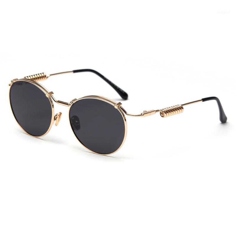 

Sunglasses Veshion Red Women Retro Punk Metal Frame 2021 Summer Gold Black Vintage Polarized Sun Glasses Men Round Uv4001