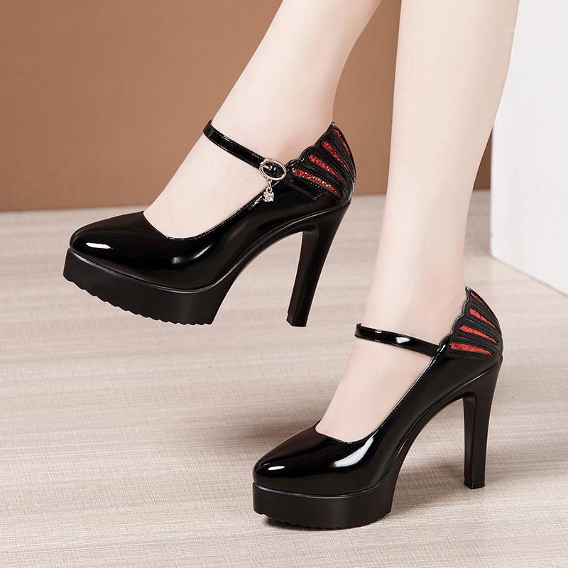 

Plus Size 32-43 White Red Wedding Shoes Women Summer Fall 2020 Platform Shoes High Heels Pumps Ladies Model Show Party1, Black
