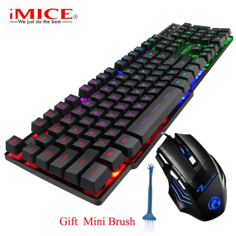 

Russian/English Keyboard Backlit Rainbow Keyboard Mouse Sets Office Electronics Wired USB Mice for Computer Components