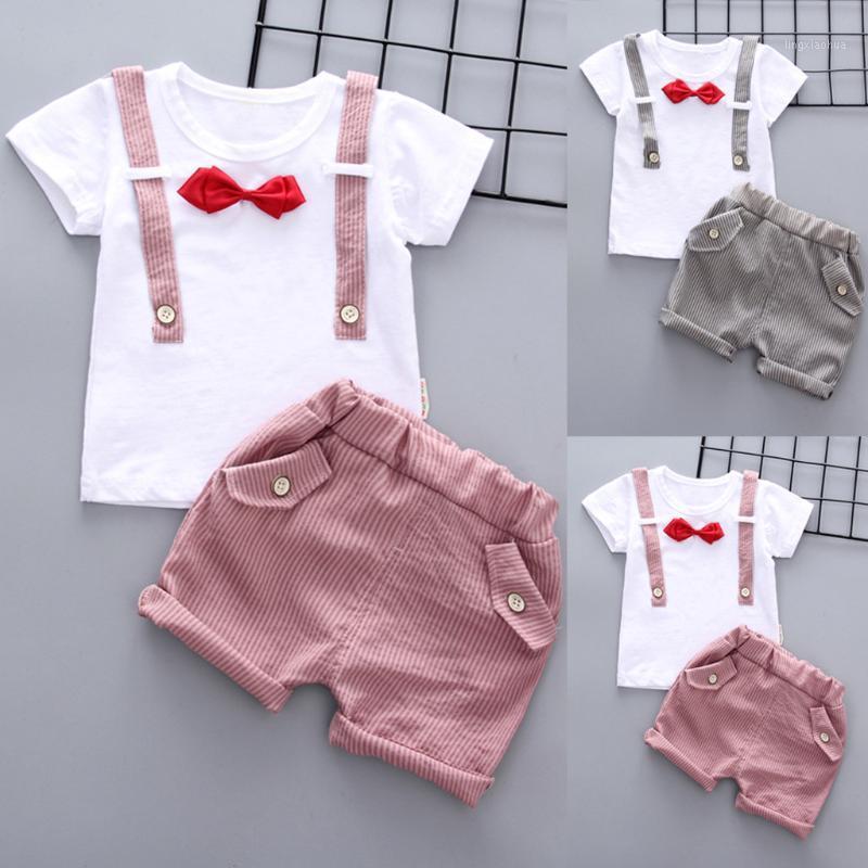 

Clothing Sets Summer Toddler Baby Boys Gentleman Bow T-shirt Tops Shorts Pants Outfits Clothes Set Children Clothes Suits1, Gray