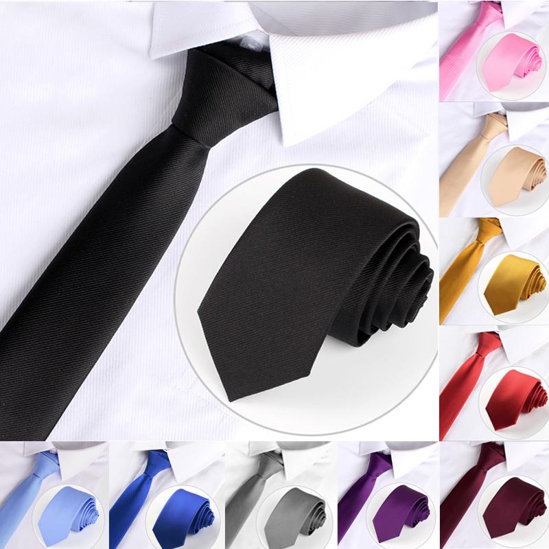 

Bow Ties Hi-Tie 6cm Slim Tie For Men Solid Color Silk Narrow Cravat Woven Red BLue Plain Men's Party Wedding Skinny Necktie