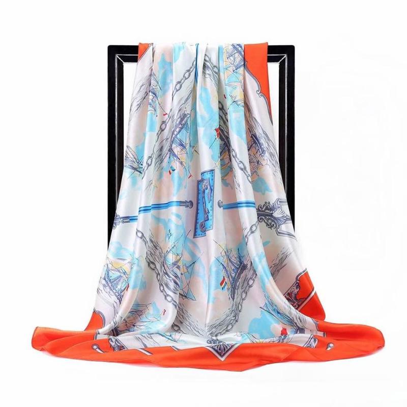 

Scarves Silk Scarf Fashion Foulard Satin Shawl Scarfs Big Size 90*90cm Square Hair /Head Women Bandana Handkerchief DF09
