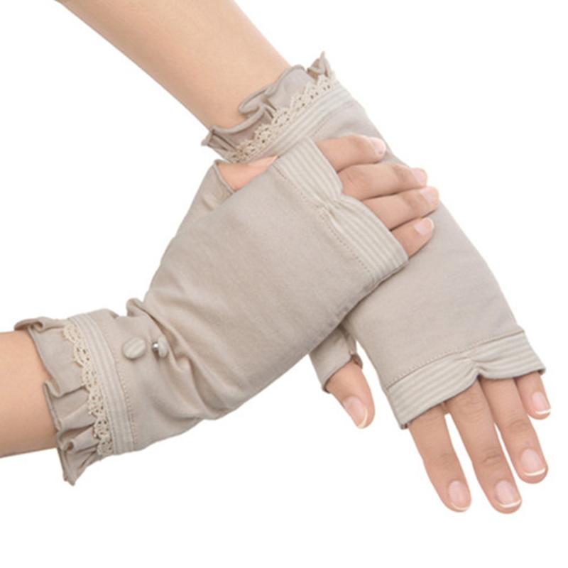 

Five Fingers Gloves Kenmont High Quality Women Summer UV Protection Cotton Lace Sports Nail Dryer Mittens 2970