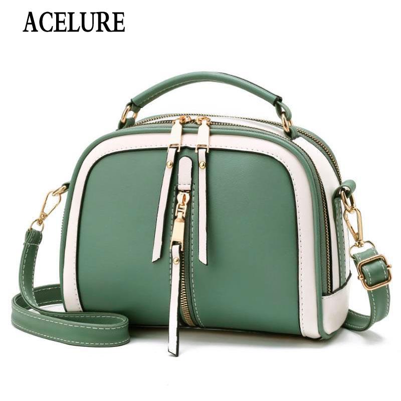 

ACELURE New Luxury Women Patchwork PU Leather Handbag High Quality PU Shoulder Crossbody Bags Designer Small Fashion Ladies Bags, Black