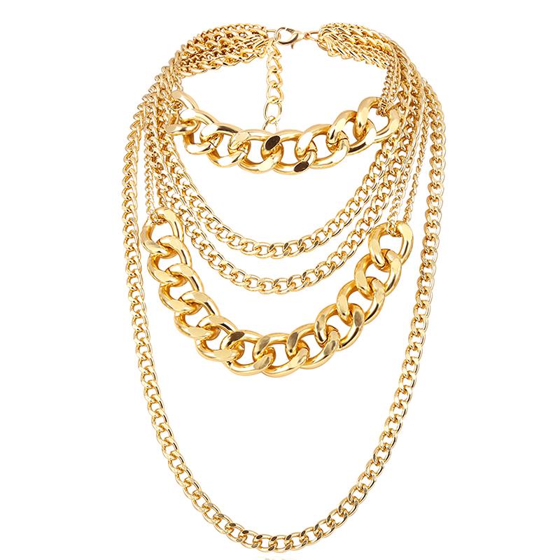 

Punk Exaggerated Big Layered Thick Cuban Link Chain Choker Necklace Women Fashion Hippie Modern Night Club Jewelry Gifts