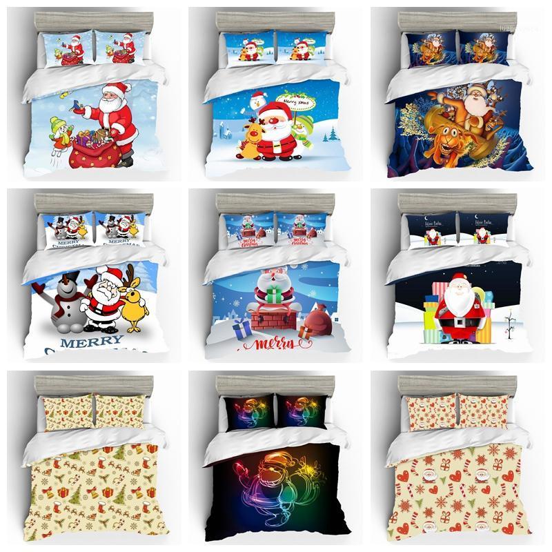 

Christmas Bedding Sets Duvet Cover Santa Claus Bed Sheets and Pillowcases Bed Linen Bedding Set Home Textile Dropshipping1, Dq0555