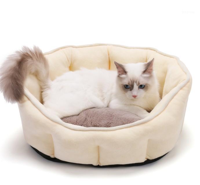 

Shell shape cat nest cute winter warm dog house pp cotton comfortable dog bed kitten nest1, As pic