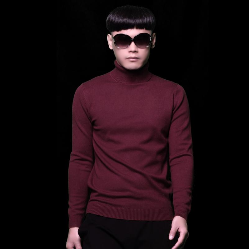 

Mens Winter Long Sleeve Sweater Slim Pullovers Plus Size 3xl Male Knitwear Hot Casual Knitted Turtleneck Red Wine Boys Sweaters, Black