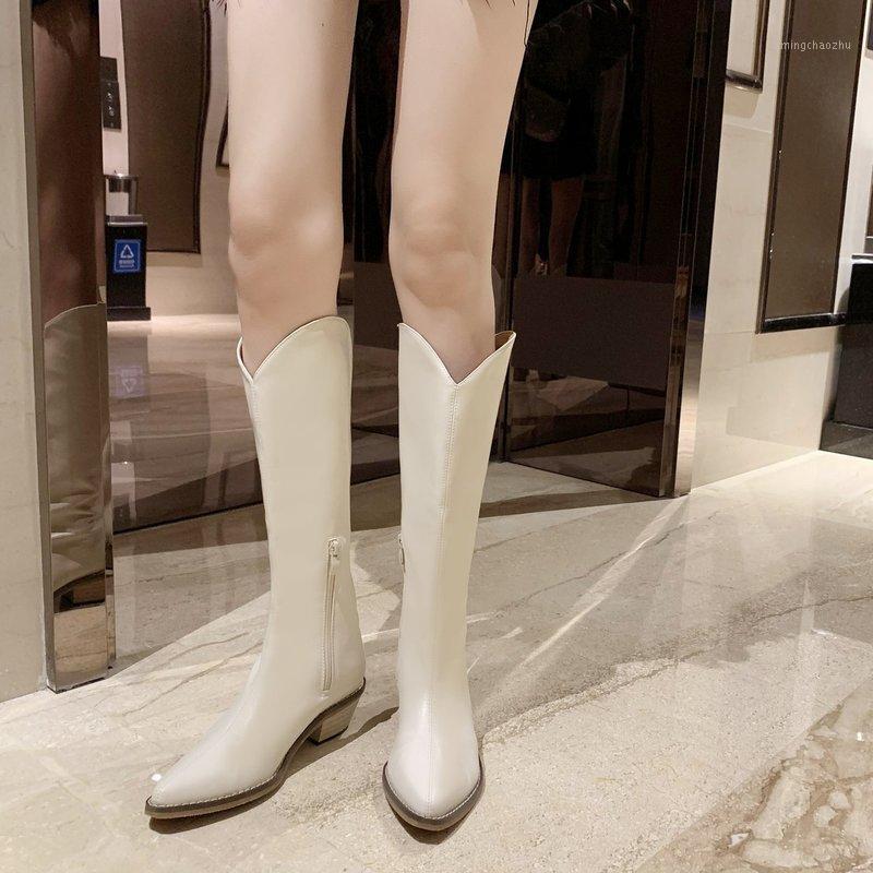 

Western Boots Women Shoes 2020 Pointed Toe Knee High Boots Heels Winter Shoes Women Cowboy Botas Altas Mujer1, Black