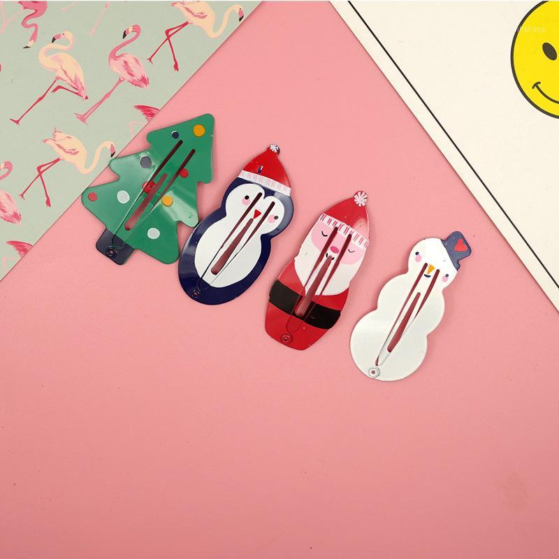 

2 PCS New Cute Snowman Christmas Tree Girls Hair Accessories Kids Hairpins Children Headwear Baby Headdress Princess BB Clips1