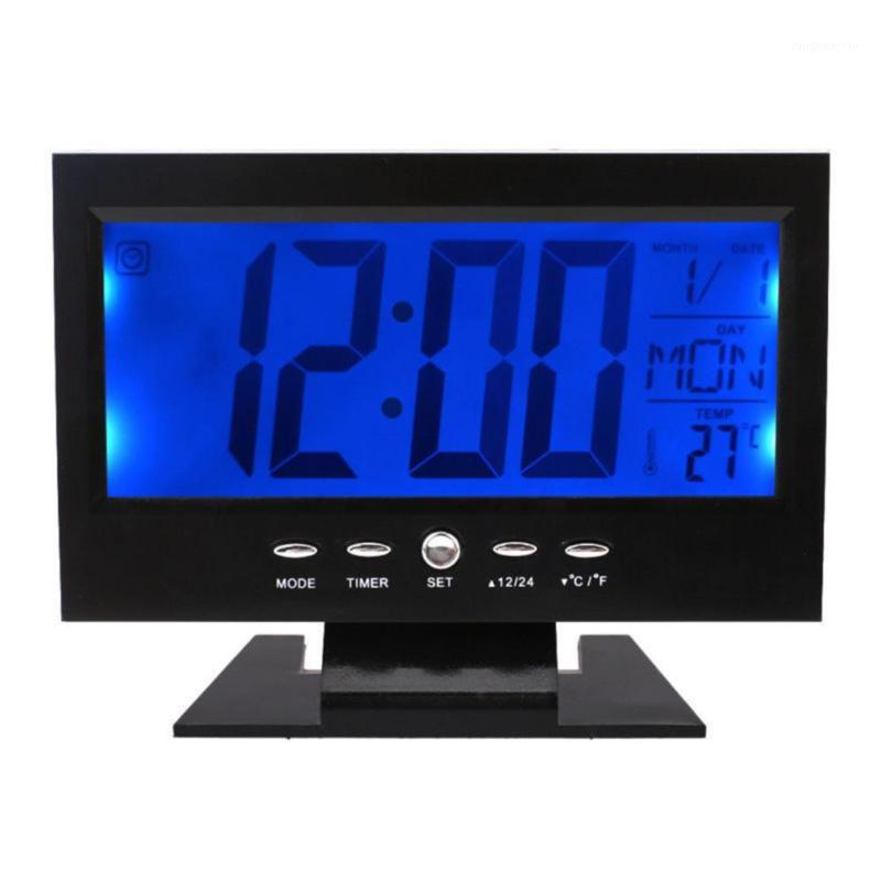 

Other Clocks & Accessories XNCHH LCD Large Digital Screen Alarm Clock Snooze Calendar Temperature Display Sound-Activated Clock1