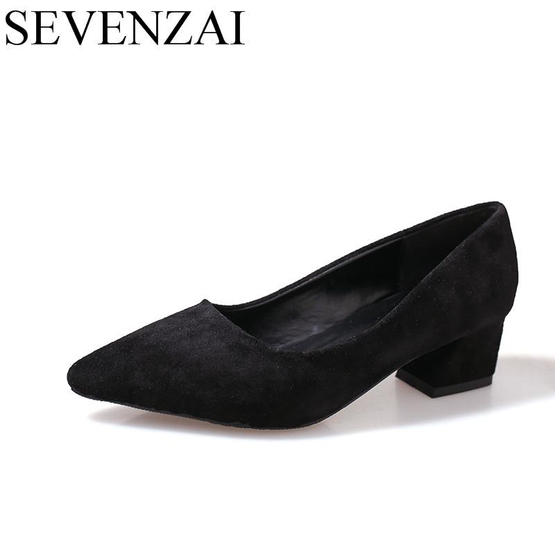 

4cm high heels women pumps elegant pointed toe suede leather ladies dress footwear luxury height increasing work office shoes, Black