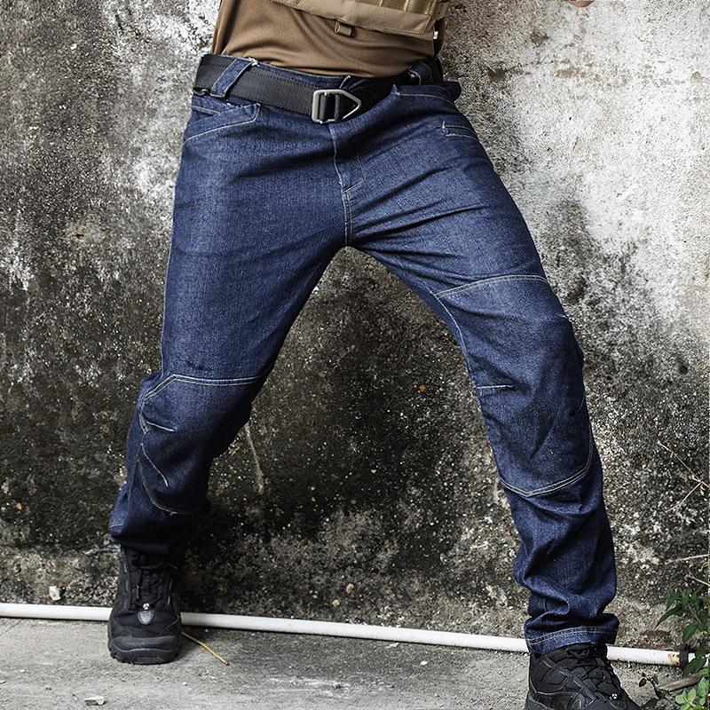 

Thick Jeans Men Winter Outerwear Staight Jeans Solid Style Multi Pocket Stretch Fit Pants Cotton Slim Wear-resisting, Black