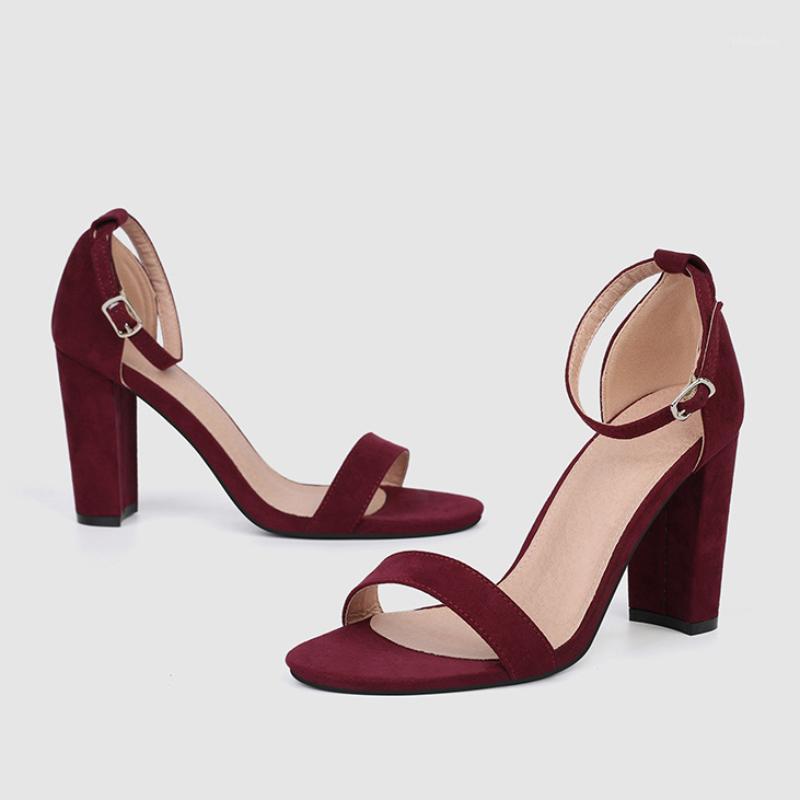 

For New European and American word with thick heel suede super high heel solid color fashion sandals round toe women's shoes1, Blue