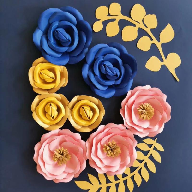 

Set combination decorative background flowers wedding handmade three-dimensional wall finished flowers, 20cm3 10cm3 leaves2