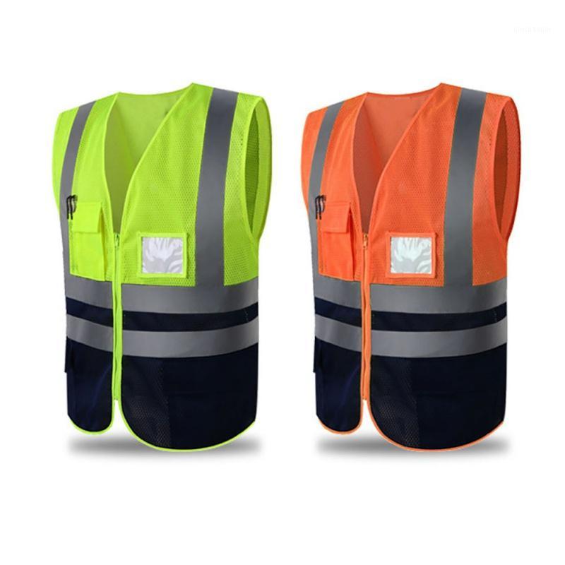 

High visibility reflective safety vest men wimen mesh breathable reflective vest multi pockets workwear safety waistcoat1