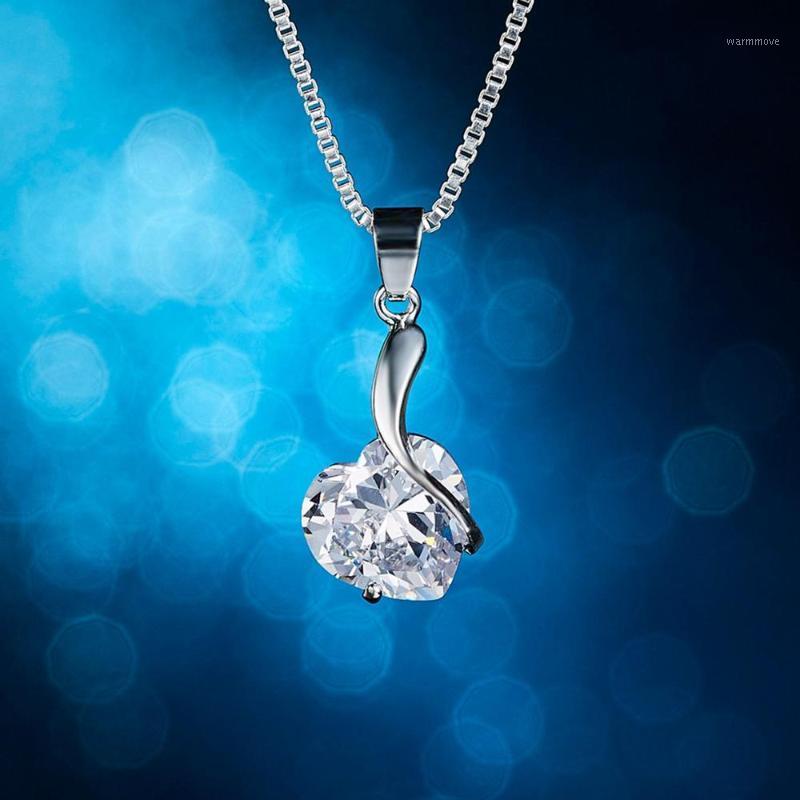

Love Heart-shaped Zircon Pendant Necklace Clavicle Long Chain Pendant Rhinestone Gold Silver color Wedding Jewelry1