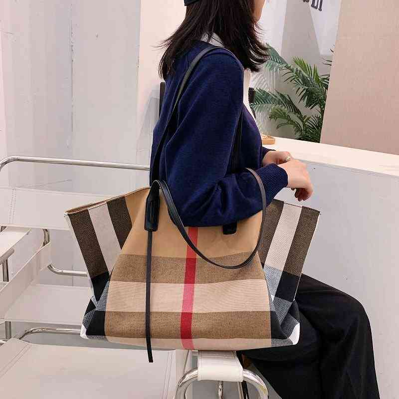 

Bags Handbags Texture Large Tote Women's 2021 Fashion Contrast Color Simple Ins Net Red One Shoulder Bucket Bag