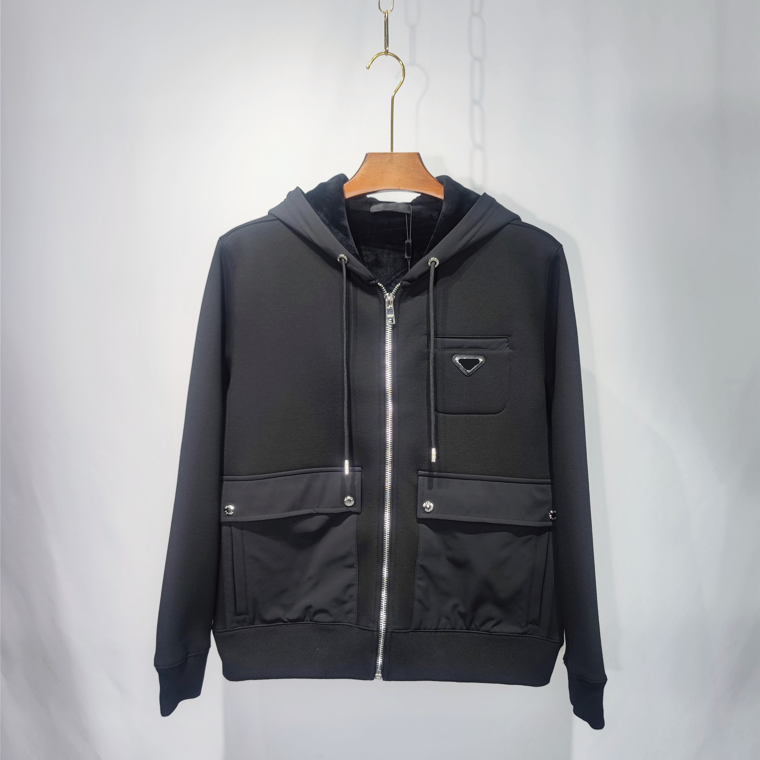 

2022 Europe sports men s hoodie fashion winter men sweatshirt Comfortable breathable Custom high-quality velvet fabric elasticity letter zipper hoodies, Black