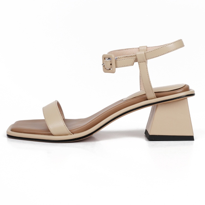 

2021 Genuine Hide See Women's Sandals Fashion Make Apricot Heels Woman Shoes Size 34-39 Bjn9