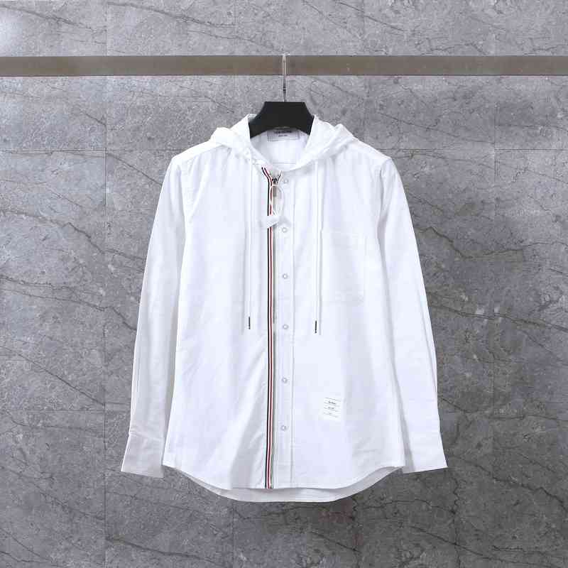 

Women's Wool & Blends High version autumn winter TB net red same men's and women's hooded long sleeve zipper shirt coat J17C, White