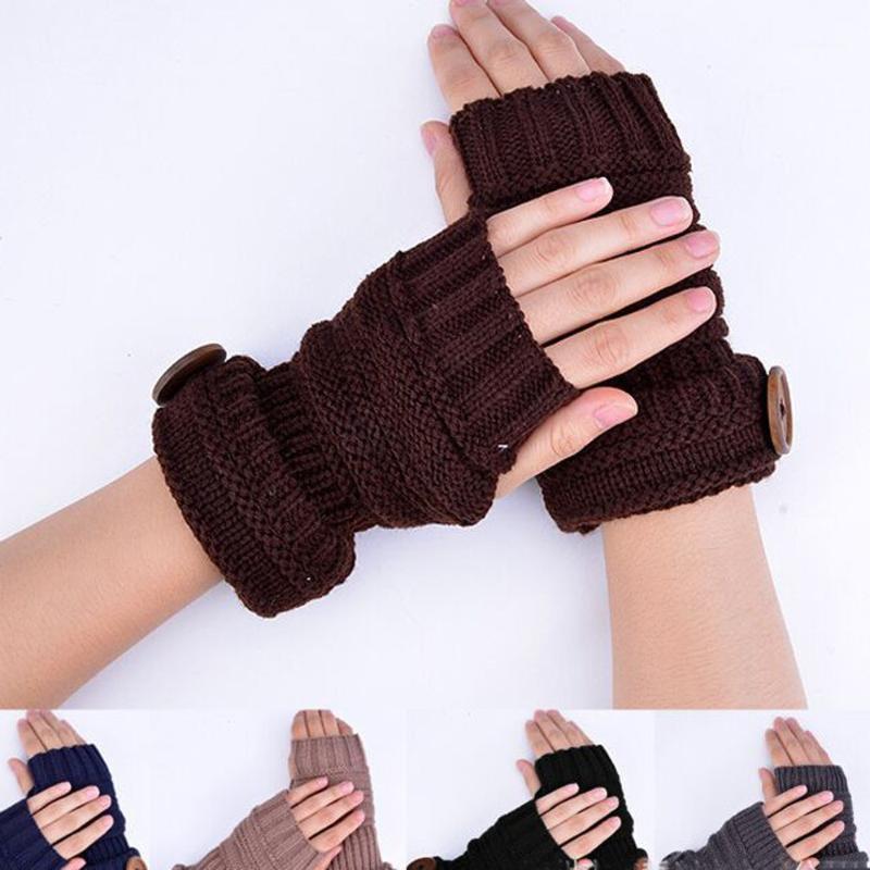 

ChamsGend Fashion Winter Knitted Warm Fingerless Gloves Women Button Wrist Soft Mittens1