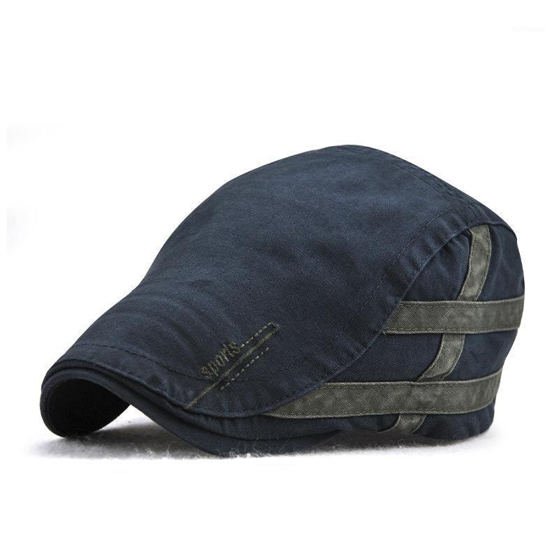 

100% Cotton Berets Caps for Men Casual Striped Visors Sun Hats Gorras Planas Unisex Hat1, Beige