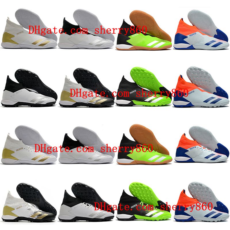 

2021 mens soccer shoes cleats PREDATOR 20.3 Lacele Laceless TF IC football boots indoor Turf high ankle botas de futbol, As picture 2
