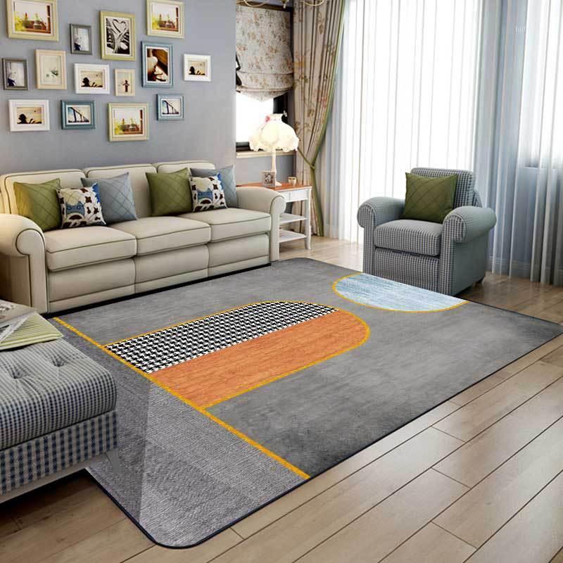 

Modern Minimalist Light Luxury Living Room Carpet Geometric Stitching Coffee Table Sofa Cushion Bedroom Non-slip Bedside Carpet1, Carpet2