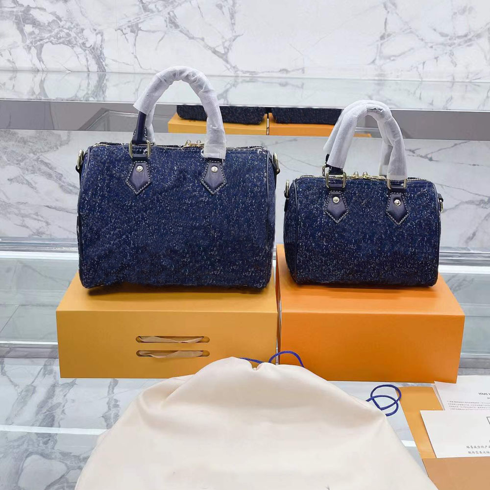 

Retro Women's Handbag Classic Flower Denim Speedy Shoulder Bags