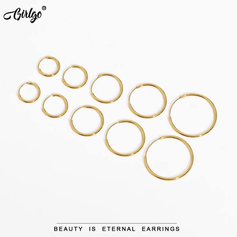 

Girlgo Classic Gold Color Ring Hoop Earrings For Women 2021 Earrings Minimalist Style Statement Wholesale Party Gifts