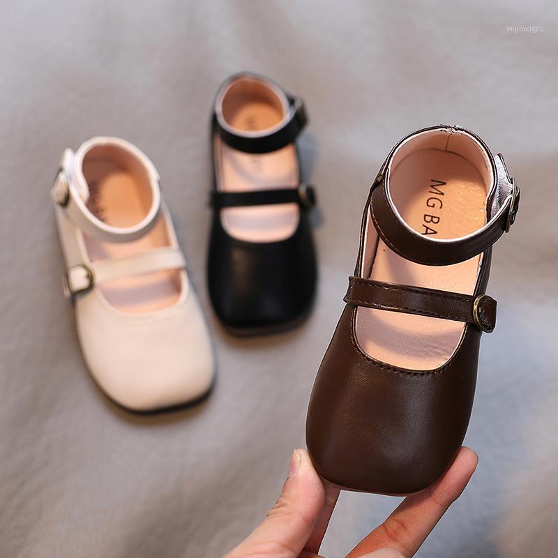 

Square Toe Princess Shoes For Girls Double Buckle Mary Janes Shoes New Fashion Kids Flats Black Baby Child Single Spring1, Beige