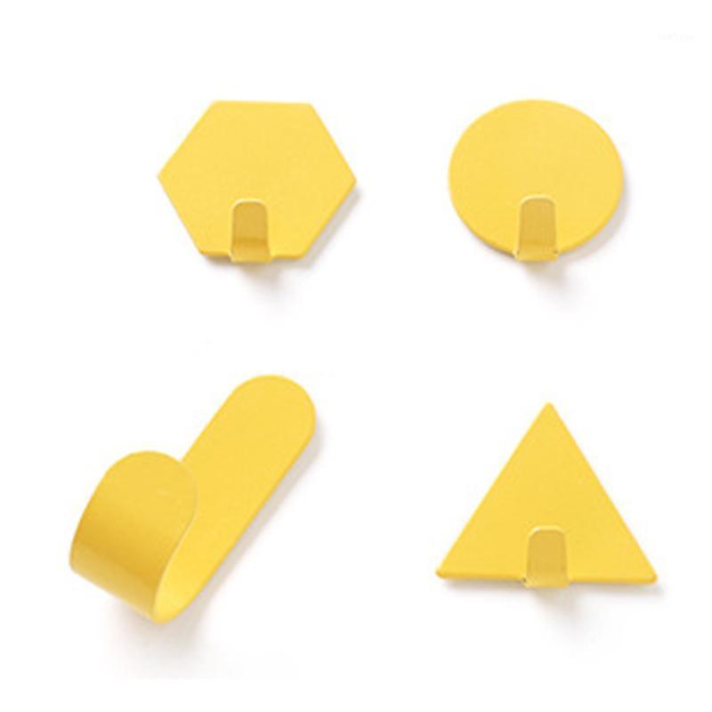 

4X Creative Geometric Iron Glue Hook Wall Free Punching Bathroom Useful Seamless Hook Home Wall Decoration Sticker1