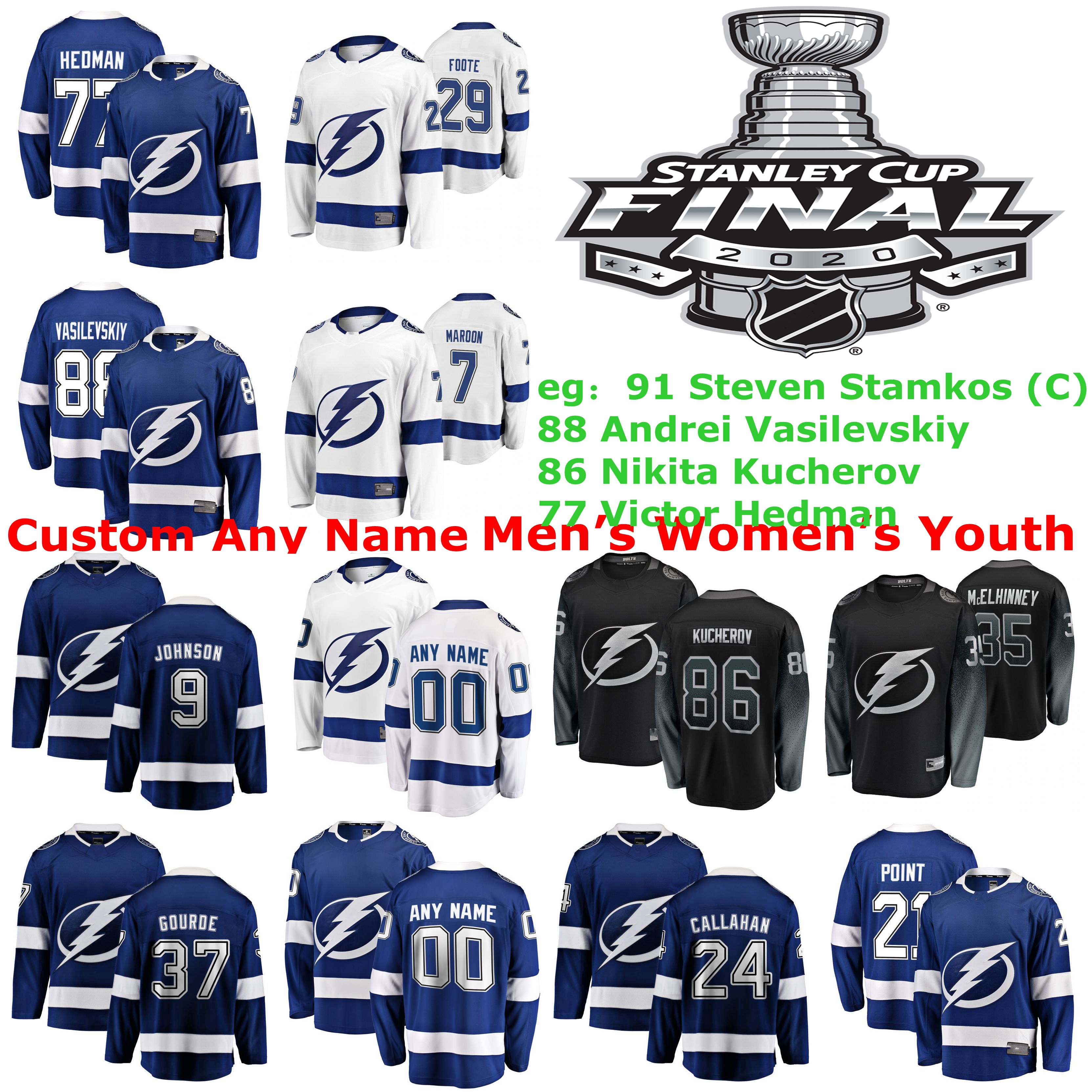 

Tampa Bay Lightning Jerseys Nikita Kucherov Jersey Victor Hedman Steven Stamkos Andrei Vasilevskiy Brayden Point Ice Hockey Jerseys Stitched, Black;red