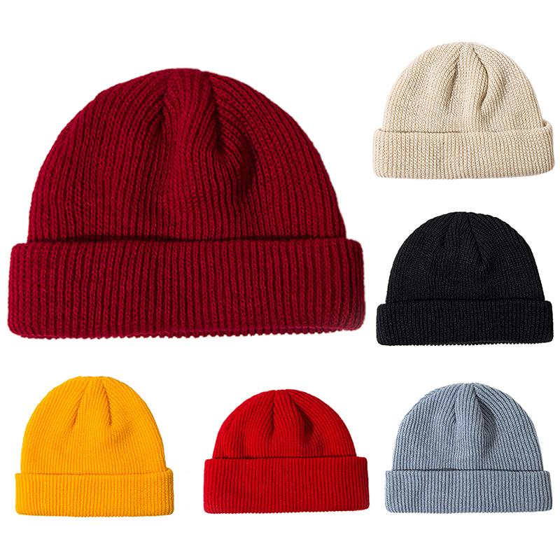 

1PC 22cm*14cm Winter Unisex Black Grey Red Solid Color Rib Knitted Beanies Hats For Woman Mens Ladies Casual Cap Kids Girls Boys, Gy