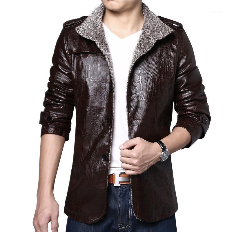 

WOQN Winter Jacket Men 2016 Fashion PU Leather Jacket Men Casual Fleece Jackets Solid Slim Male Coats And Jackets For Boys1, Khaki