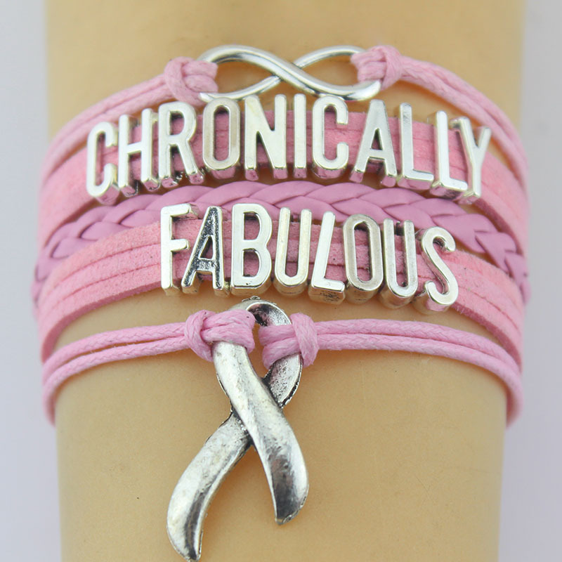 

Infinity Love Chronically Fabulous Ribbon Charm Bracelet Adjustable Wrap Leather Bracelets & Bangle Women Men Jewelry