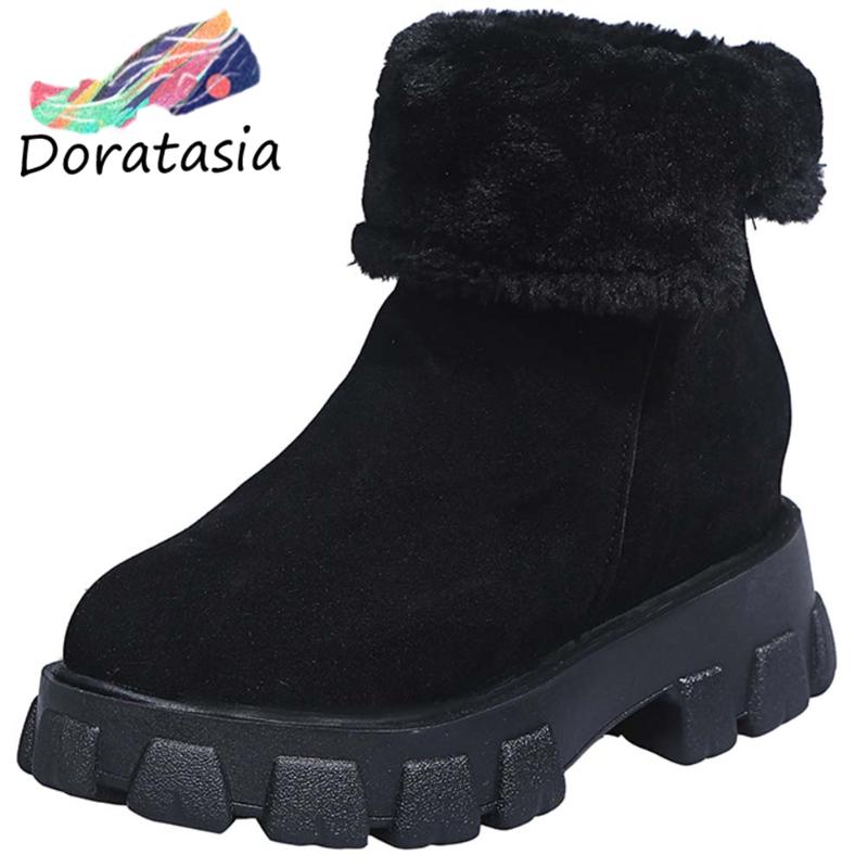 

DORATASIA Brand New Platform Tire Sole Slip On Keep Warm Plush Snow Boot Leisure Chic Stylish Winter Shoes Boots Women, Khaki