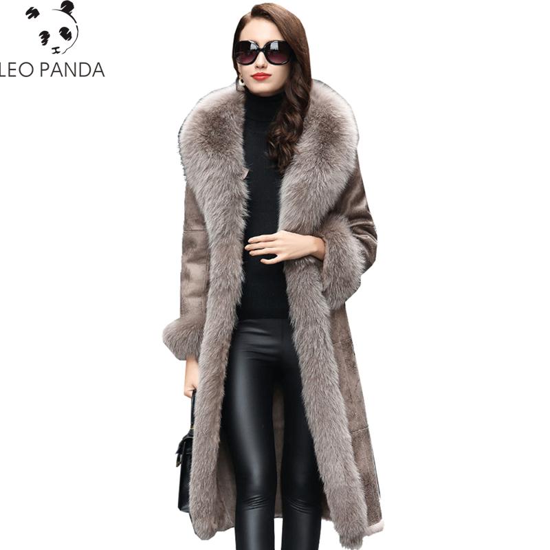 

Winter New Women Ladies Long Sleeve Thicken Warm Turn-down collar Casual Real Sheepskin Coats Female Real leather Coat CY449, Beige